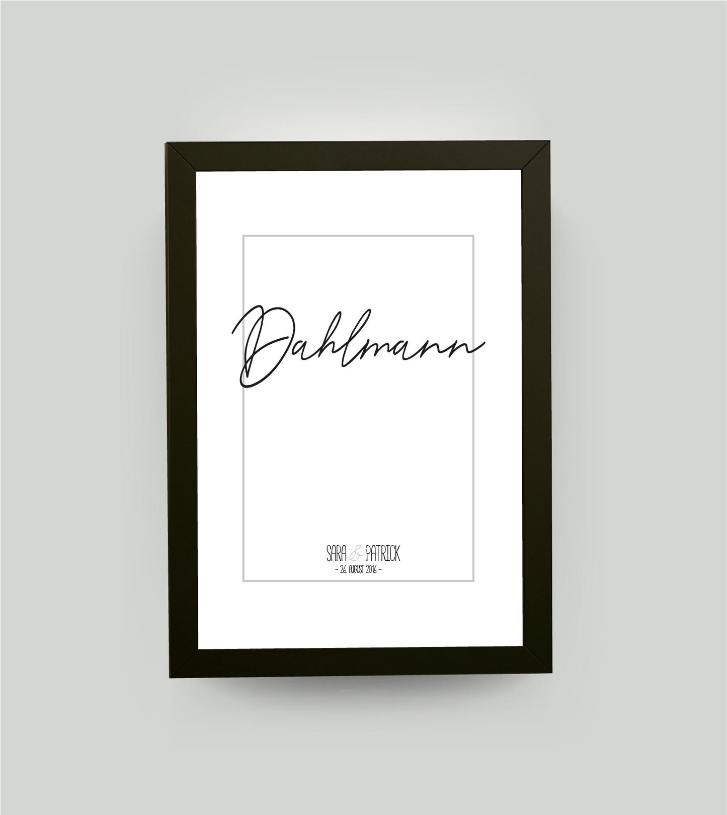 Personalisiertes Poster “Nachname”, Bildfarbe: Weiß, Bildgröße: 13x18cm, Bilderrahmen: Bilderrahmen schwarz ohne Passepartout, Copyright: 321geschenke.de