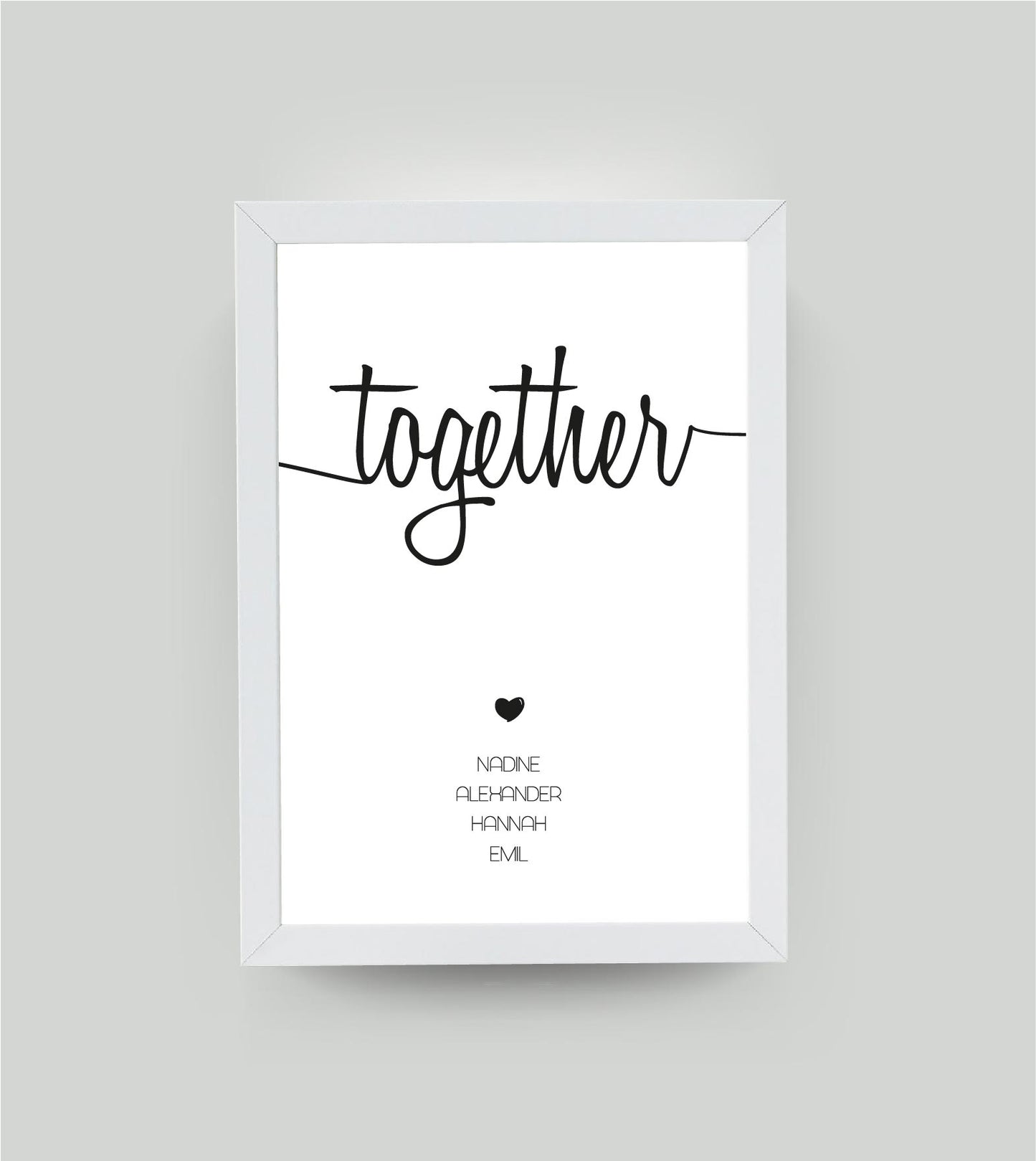 Personalisiertes Familienbild “TOGETHER”, Bildfarbe: Weiß, Bildgröße: 13x18cm, Bilderrahmen: Ohne Bilderrahmen, Copyright:321geschenke.de