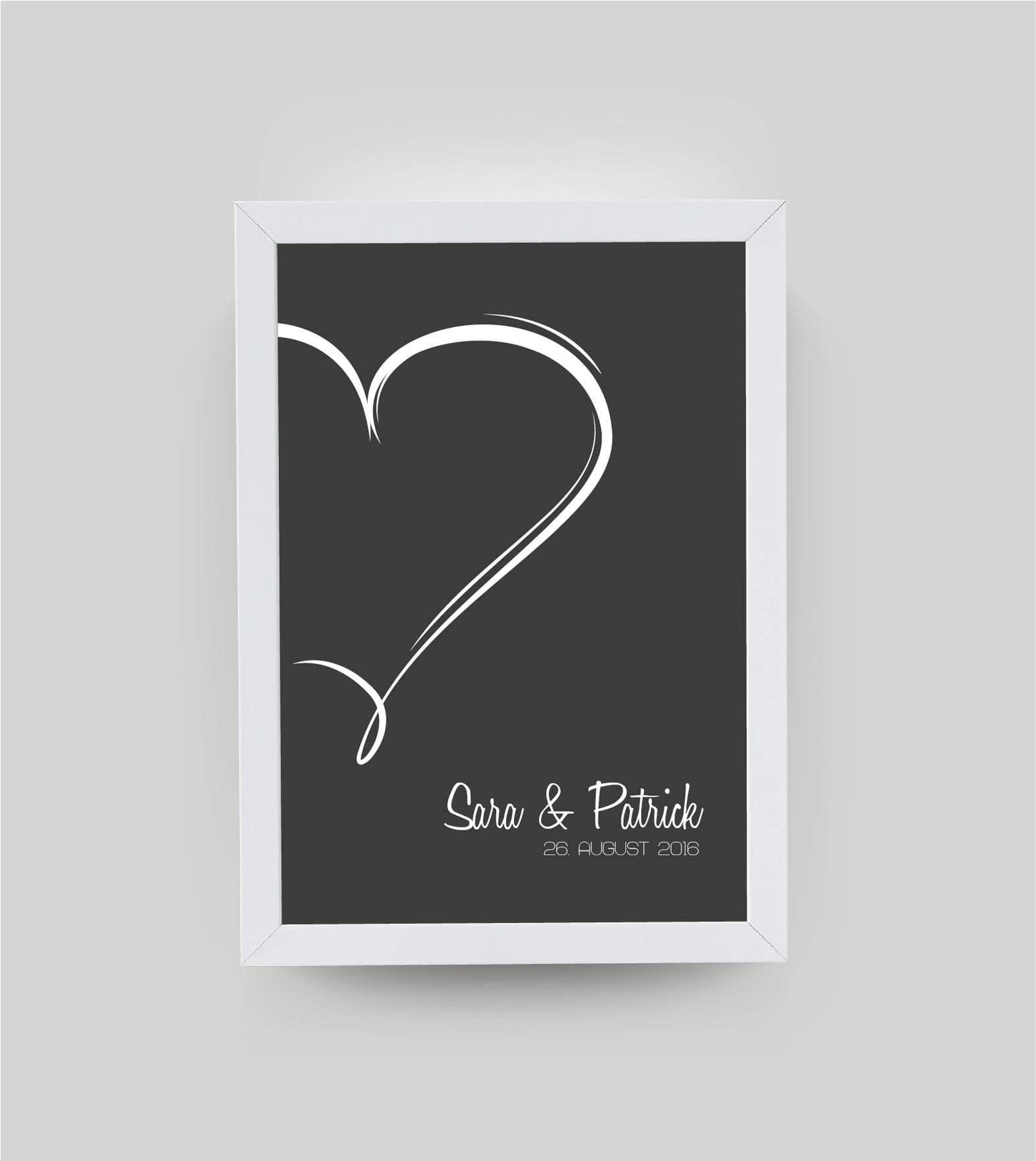 Personalisiertes Bild “Herz”, Bildfarbe: Anthrazit/Schwarz, Bildgröße: 13x18cm, Bilderrahmen: Ohne Bilderrahmen, Copyright: 321geschenke.de