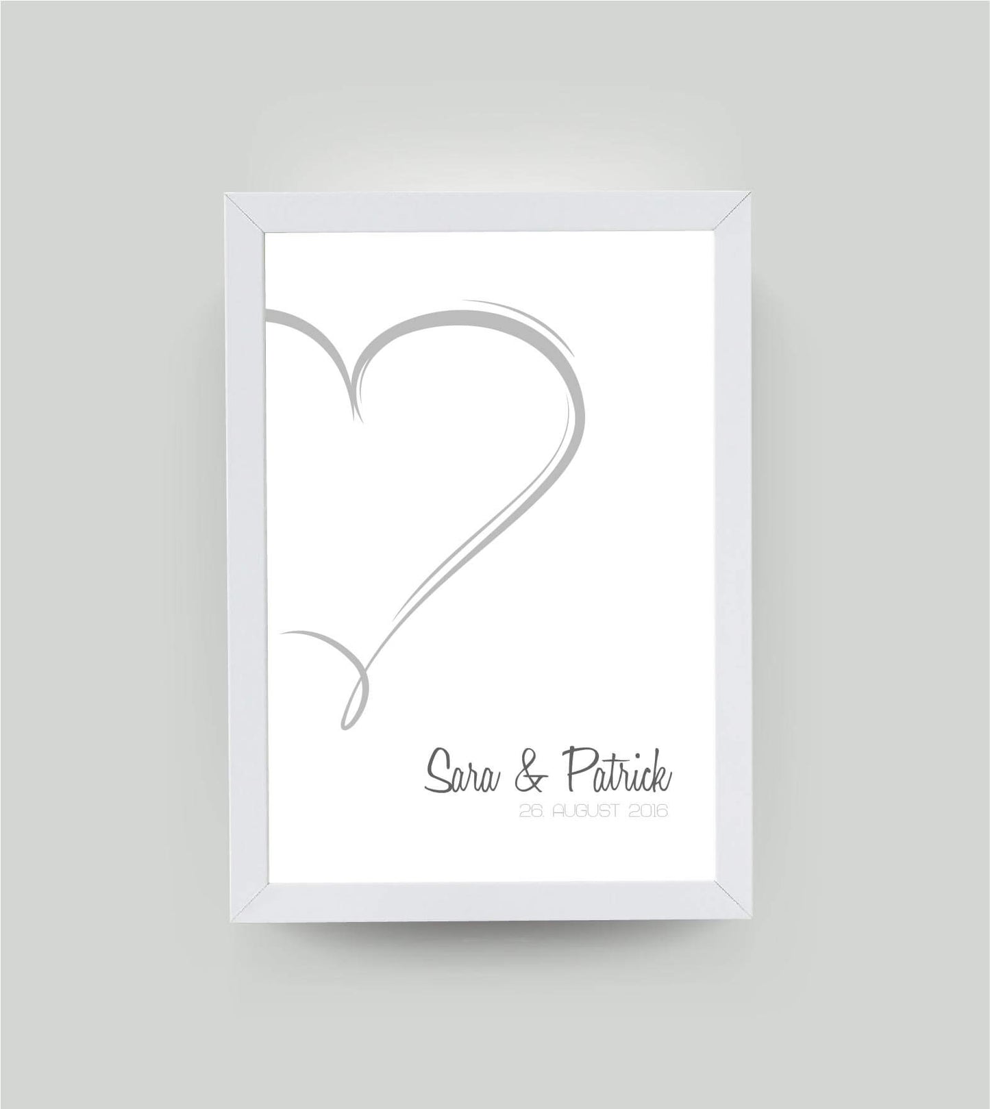 Personalisiertes Bild “Herz”, Bildfarbe: Weiß, Bildgröße: 13x18cm, Bilderrahmen: Ohne Bilderrahmen, Copyright: 321geschenke.de