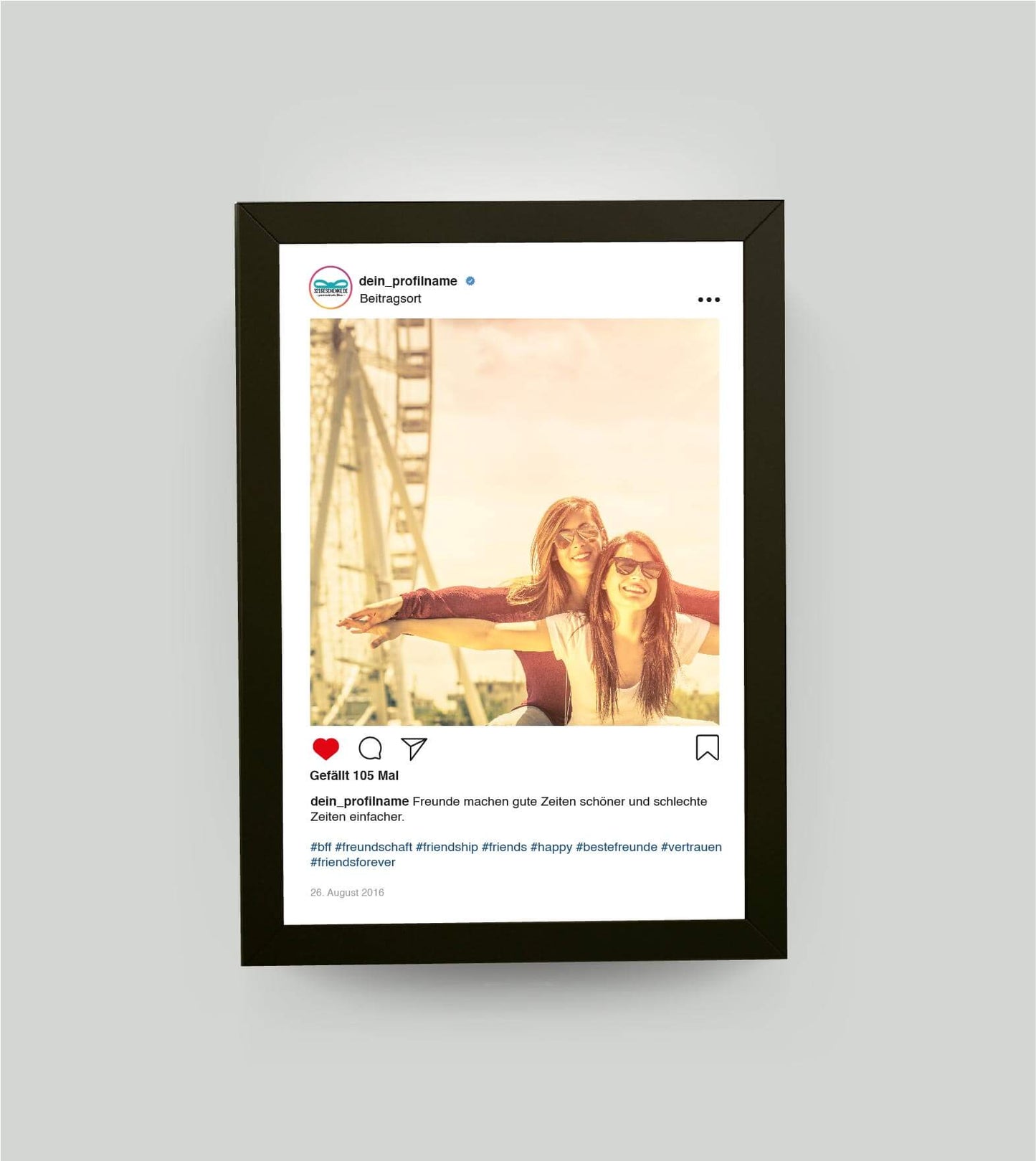 Personalisiertes Bild “Instagram-Post", Bildgröße: 13x18cm, Bilderrahmen: Bilderrahmen schwarz ohne Passepartout, , Copyright: 321geschenke.de