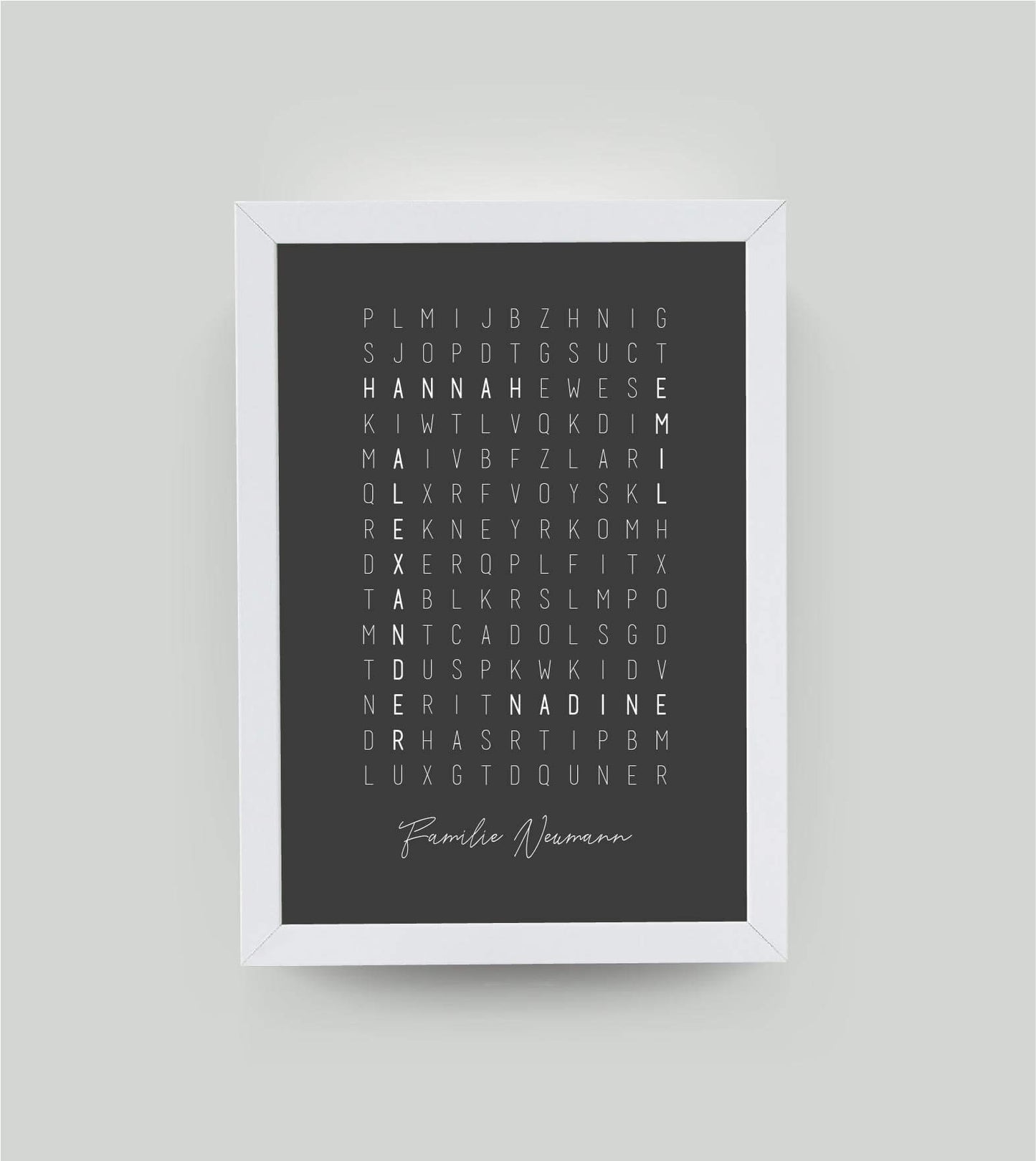 Personalisiertes Namensposter “Kreuzworträtsel”, Bildfarbe: Anthrazit/Schwarz, Bildgröße: 13x18cm, Bilderrahmen: Ohne Bilderrahmen, Copyright: 321geschenke.de