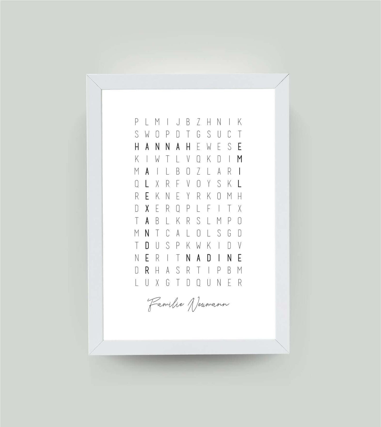 Personalisiertes Namensposter “Kreuzworträtsel”, Bildfarbe: Weiß, Bildgröße: 13x18cm, Bilderrahmen: Ohne Bilderrahmen, Copyright: 321geschenke.de