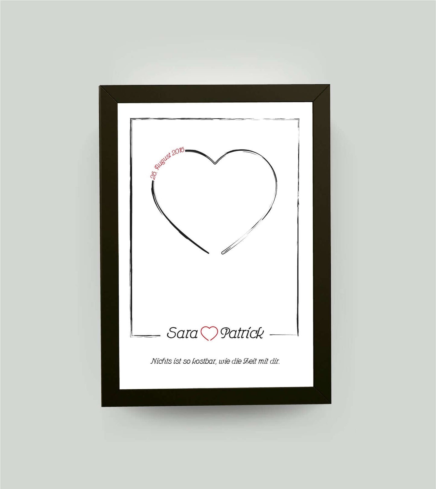 Personalisiertes Bild „Liebe”, Bildgröße: 13x18cm, Bilderrahmen: Bilderrahmen schwarz ohne Passepartout, Copyright:321geschenke.de