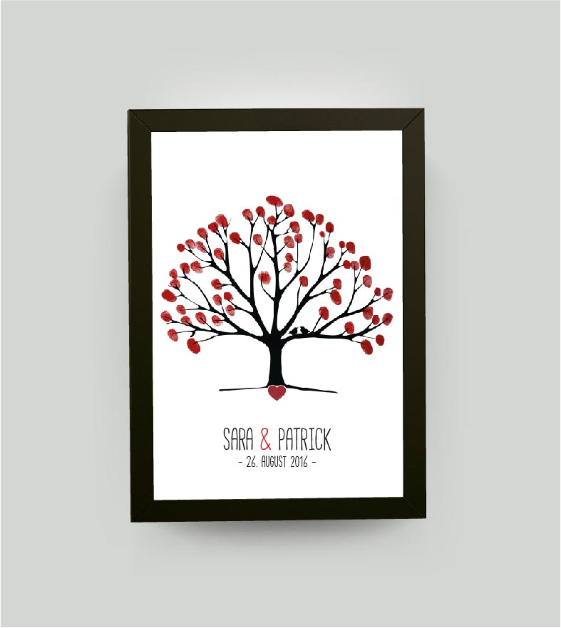 Personalisiertes Bild „Hochzeitsbaum”, Bildgröße: DIN A3, Bilderrahmen: Ohne Bilderrahmen, Bilderrahmen weiß ohne Passepartout, Bilderrahmen schwarz ohne Passepartout, , Copyright:321geschenke.de