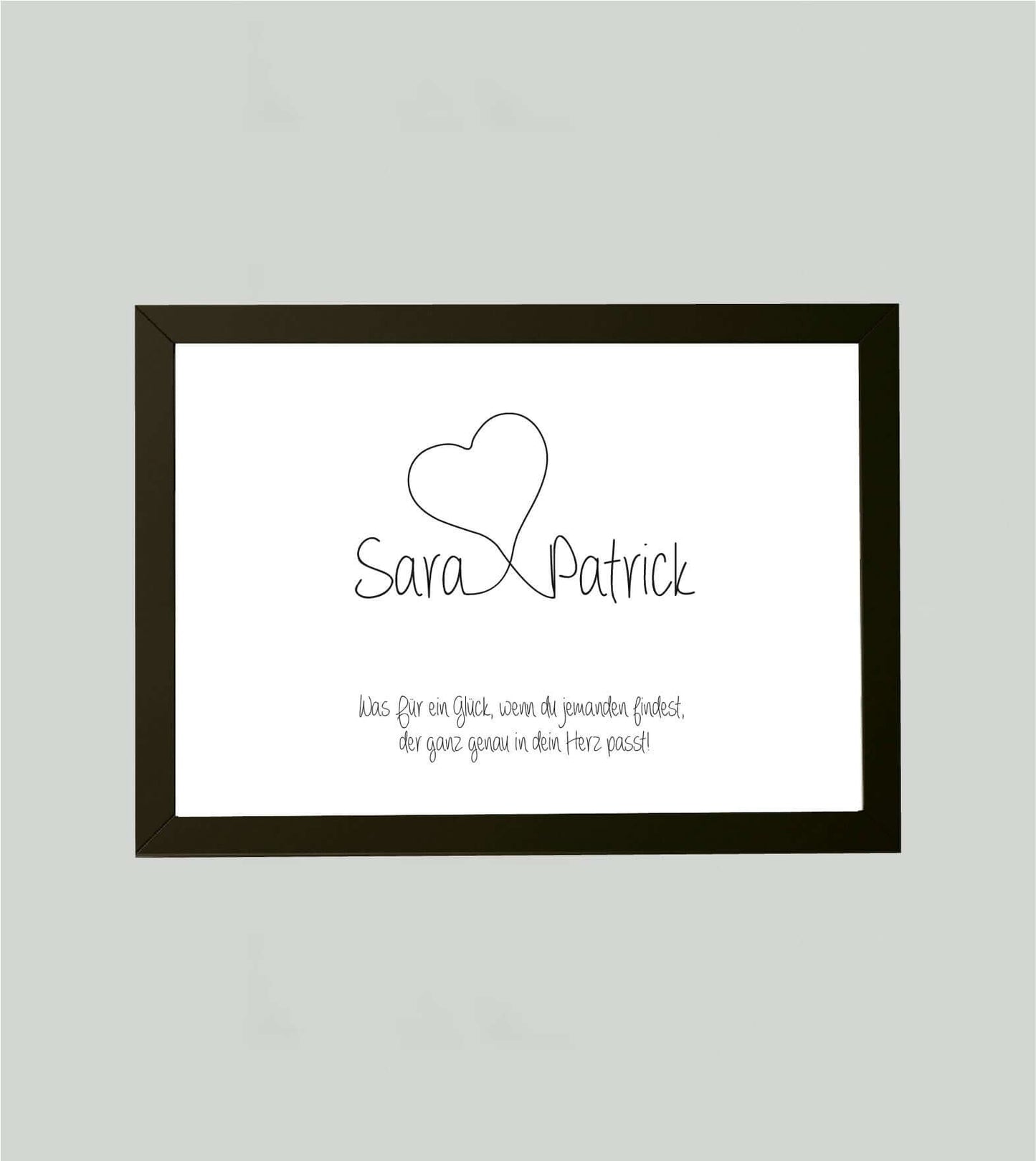 Personalisiertes Bild „Herz mit Namen”, Bildgröße: 13x18cm, Bilderrahmen: Bilderrahmen schwarz ohne Passepartout, , Copyright:321geschenke.de