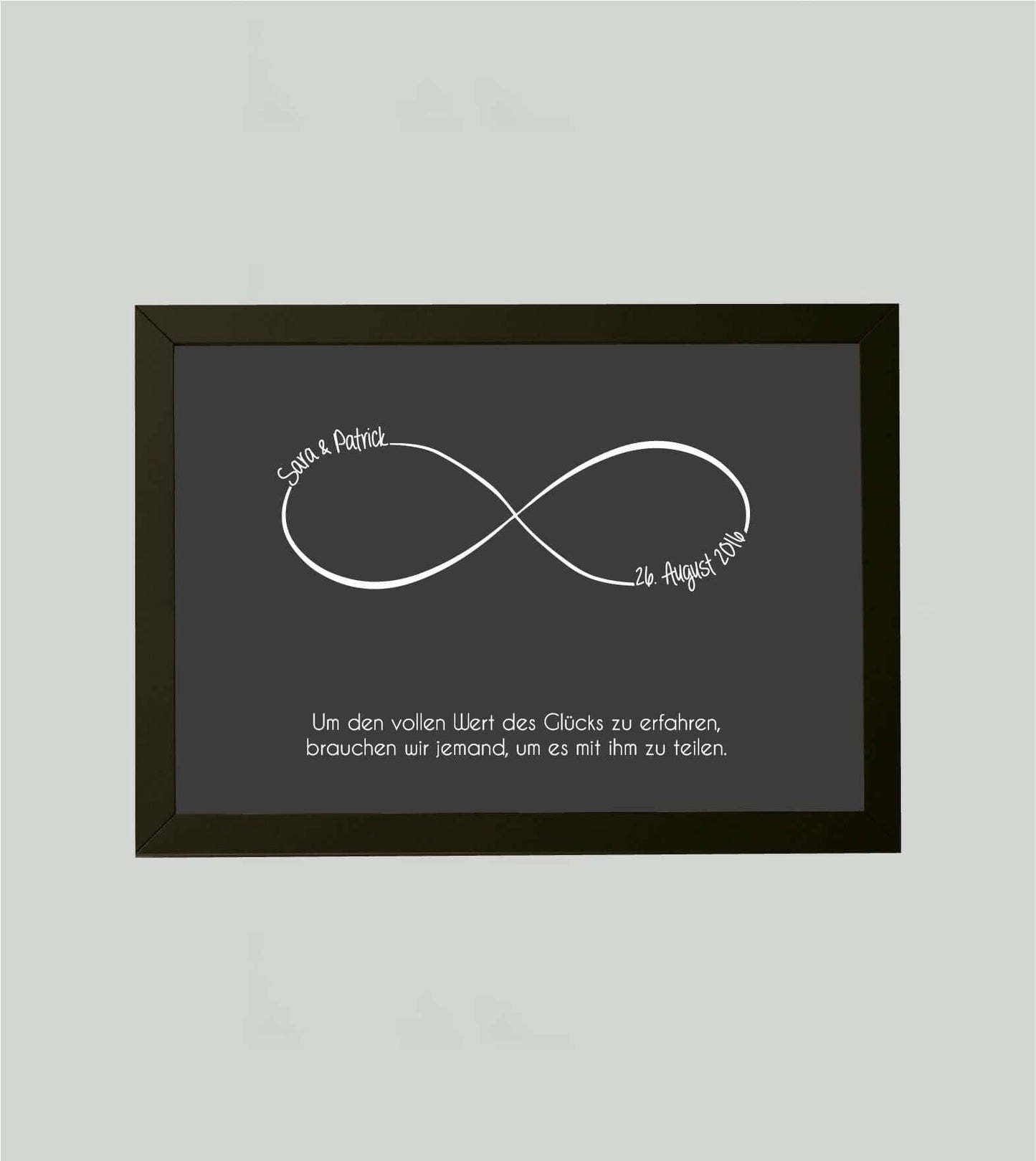 Personalisiertes Bild „Unendlichkeit”, Bildfarbe: Anthrazit/Schwarz, Bildgröße: 13x18cm, Bilderrahmen: Bilderrahmen schwarz ohne Passepartout, Copyright:321geschenke.de