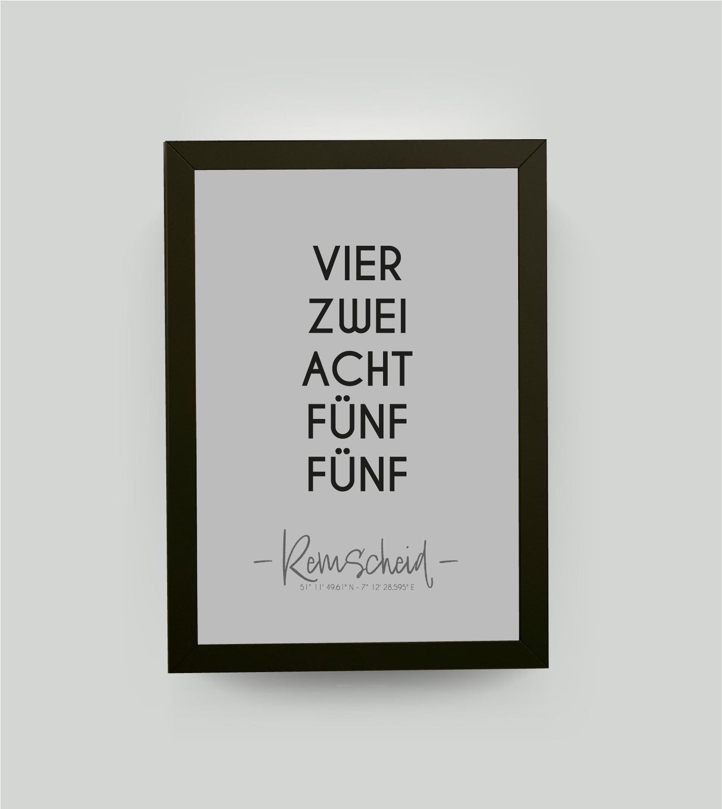 Personalisiertes Koordinatenposter "PLZ" Postleitzahl, Bildfarbe: Grau, Bildgröße: 13x18cm, Bilderrahmen: Bilderrahmen schwarz ohne Passepartout, Copyright: 321geschenke.de