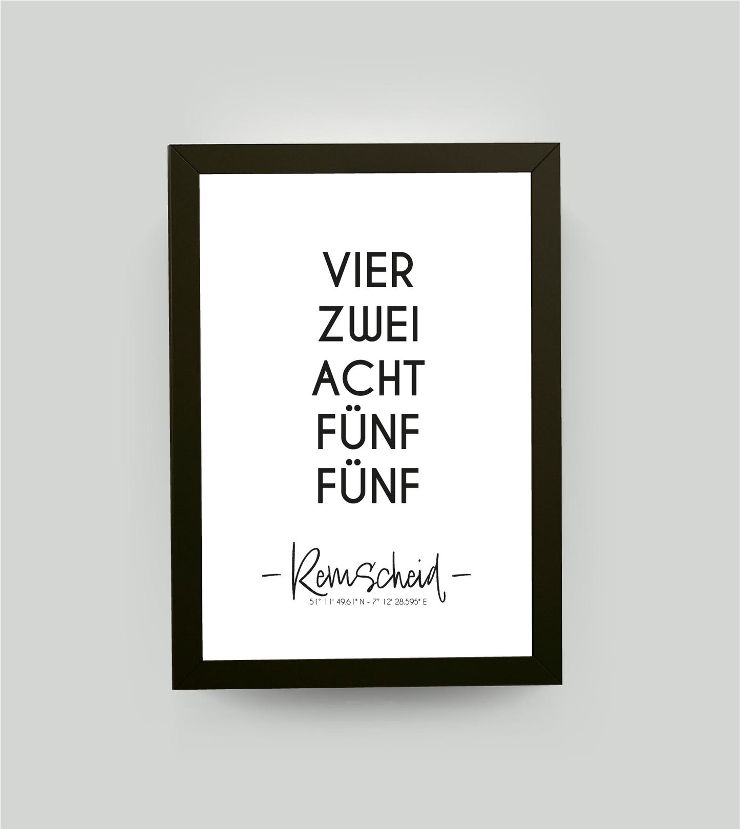 Personalisiertes Koordinatenposter "PLZ" Postleitzahl, Bildfarbe: Weiß, Bildgröße: 13x18cm, Bilderrahmen: Bilderrahmen schwarz ohne Passepartout, Copyright: 321geschenke.de