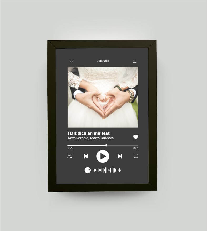 Personalisiertes Bild “Song” mit Foto, Bildfarbe: Anthrazit/Schwarz, Bildgröße: 13x18cm, Bilderrahmen: Bilderrahmen schwarz ohne Passepartout,Copyright: 321geschenke.de