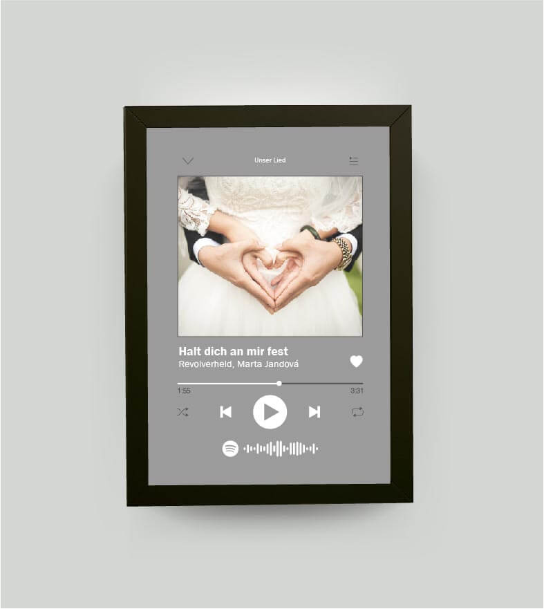 Personalisiertes Bild “Song” mit Foto, Bildfarbe: Grau, Bildgröße: 13x18cm, Bilderrahmen: Bilderrahmen schwarz ohne Passepartout,Copyright: 321geschenke.de