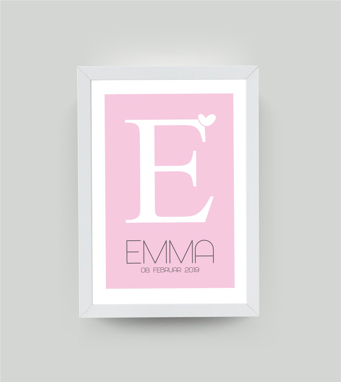 Personalisiertes Geburtsposter mit “Buchstabe und Vornamen”, Bildfarbe: Rosa/Weiß, Bildgröße: 13x18cm, Bilderrahmen: Ohne Bilderrahmen, Copyright:321geschenke.de