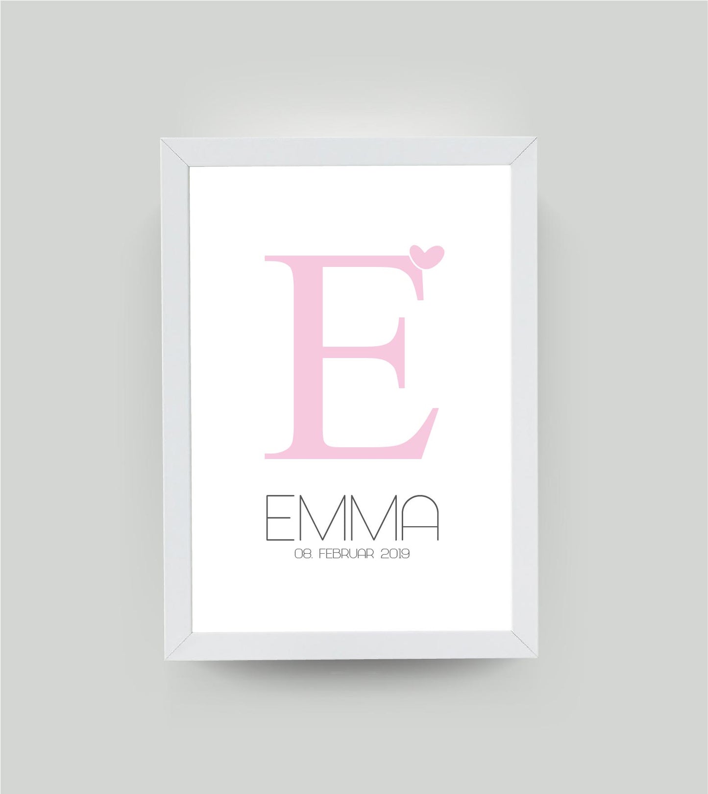 Personalisiertes Geburtsposter mit “Buchstabe und Vornamen”, Bildfarbe: Weiß/Rosa, Bildgröße: 13x18cm, Bilderrahmen: Ohne Bilderrahmen, Copyright:321geschenke.de