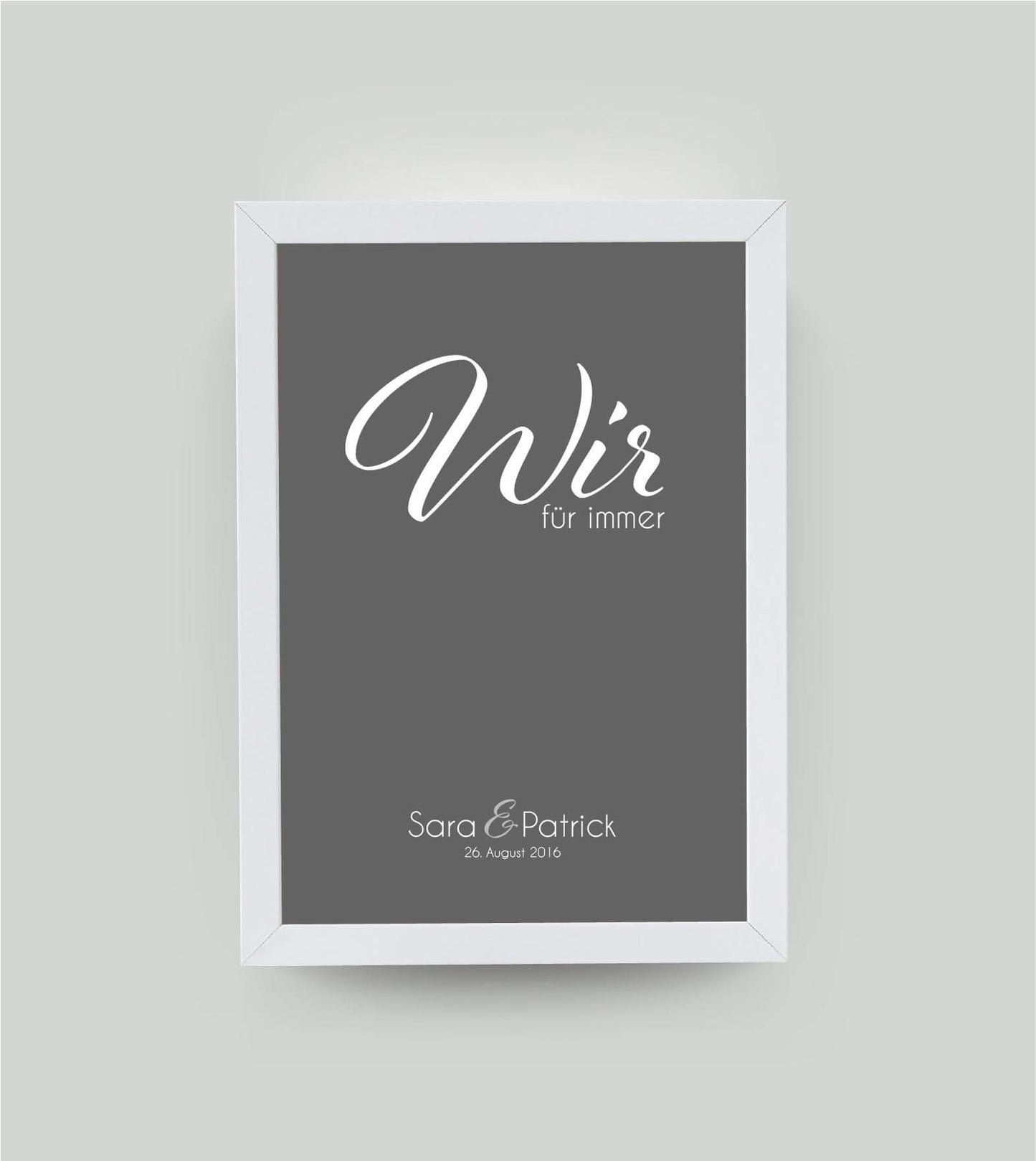 Personalisiertes Bild “WIR - für immer”, Bildfarbe: Anthrazit/Schwarz, Bildgröße: 13x18cm, Bilderrahmen: Ohne Bilderrahmen,Copyright: 321geschenke.de