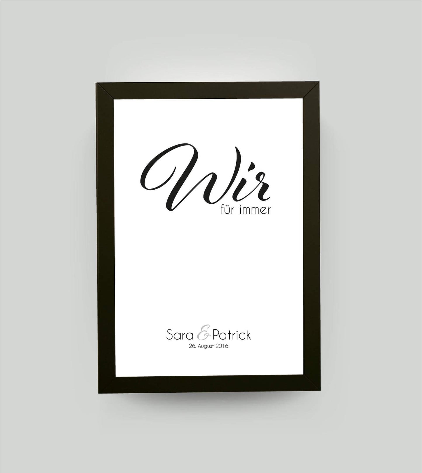 Personalisiertes Bild “WIR - für immer”, Bildfarbe: Weiß, Bildgröße: 13x18cm, Bilderrahmen: Bilderrahmen schwarz ohne Passepartout,Copyright: 321geschenke.de