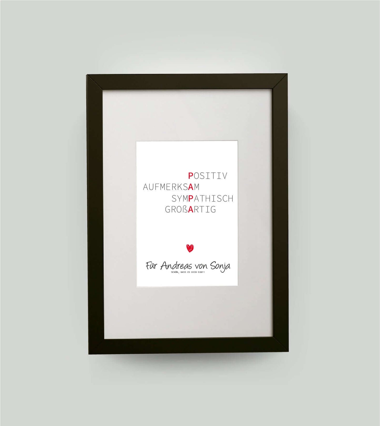 Personalisiertes Bild “Wörterposter PAPA”, Bildgröße: 13x18cm, DIN A4, DIN A3, Bilderrahmen: Bilderrahmen schwarz mit Passepartout, Copyright: 321geschenke.de