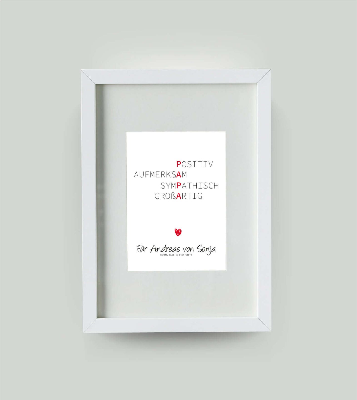 Personalisiertes Bild “Wörterposter PAPA”, Bildgröße: 13x18cm, DIN A4, DIN A3, Bilderrahmen: Bilderrahmen weiß mit Passepartout, Copyright: 321geschenke.de