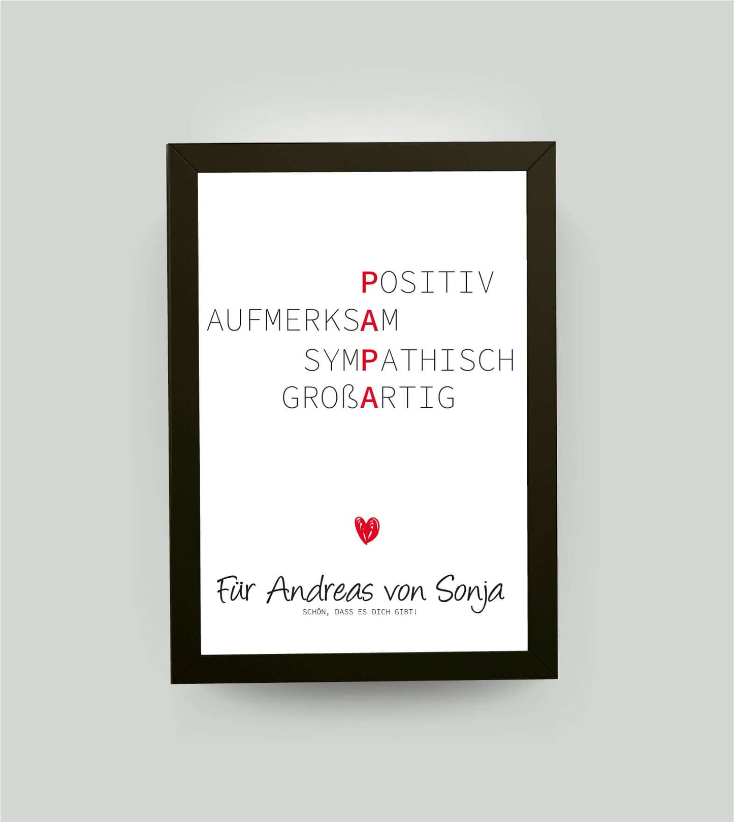Personalisiertes Bild “Wörterposter PAPA”, Bildgröße: 13x18cm, DIN A4, DIN A3, Bilderrahmen: Bilderrahmen schwarz ohne Passepartout, Copyright: 321geschenke.de