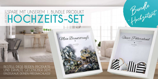 Unser 1. Bundle: Personalisiertes Hochzeitsgeschenke Set, Jetzt über 20 € sparen im Vergleich zum Einzelkauf!, Copyright: 321geschenke.de