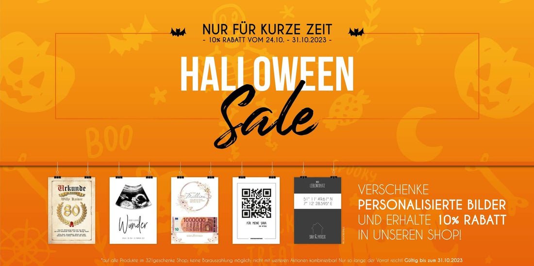 Halloween steht vor der Tür 🎃🦇, Schnapp dir jetzt 10% Rabatt auf unsere personalisierte Bilder für Halloween 2023!, Copyright: 321geschenke.de