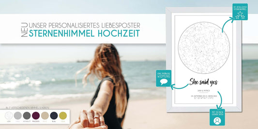 Verschenke unvergessliche Momente✨, Bestelle jetzt dein personalisiertes Poster "Sternenhimmel HOCHZEIT" und schenke unvergessliche Momente!, Copyright: 321geschenke.de