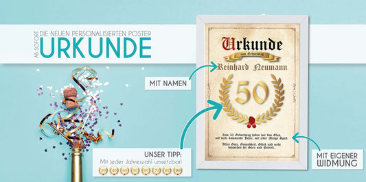 Verschenke eine personalisierte URKUNDE zum Geburtstag!, Diese wunderbare Urkunde kann mit jeder Jahreszahl gestaltet werden und eignet sich auch hervorragend als Geschenk zur Hochzeit oder zum Jahrestag., Copyright: 321geschenke.de