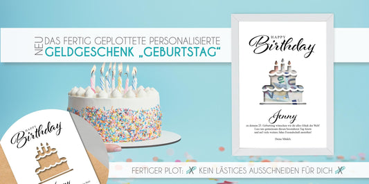 Das perfekte Geldgeschenk: Personalisiertes Poster mit Torten-Motiv, Copyright: 321geschenke.de