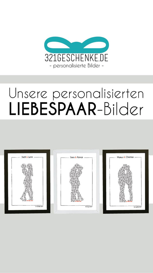 Neu: Geschenk zum Jahrestag Bild aus stilisierten Worten “Liebespaar”
