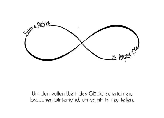 Auch in neuen Größen: Die Endlosschleife mit euren Namen und Datum, Ihr sucht DAS personalisierte Geschenk zu eurem Jahrestag oder als Gastgeschenk auf einer Hochzeit?, Copyright: 321geschenke.de