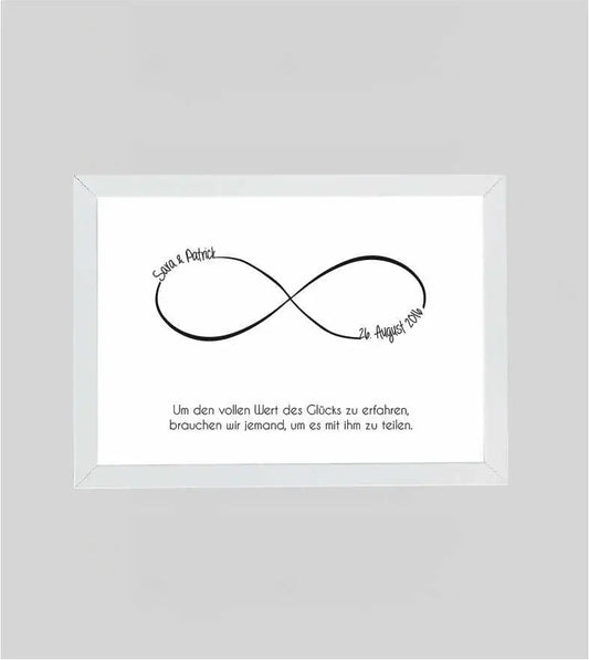 Personalisiertes Hochzeitsgeschenk, Bild mit dem Zeichen der Unendlichkeit, Ein Hochzeitsgeschenk zu finden ist immer schwierig. Finden wir gar nicht!, Copyright: 321geschenke.de