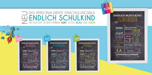 Unser personalisiertes Meilensteinposter jetzt in 4 Farben erhältlich!, Entdecke das perfekte Geschenk zur Einschulung!, Copyright: 321geschenke.de