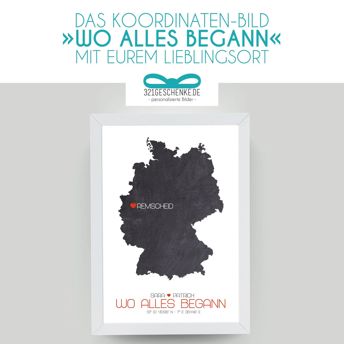 Das Koordinaten-Bild “WO ALLES BEGANN” mit eurem gemeinsamen Lieblingsort