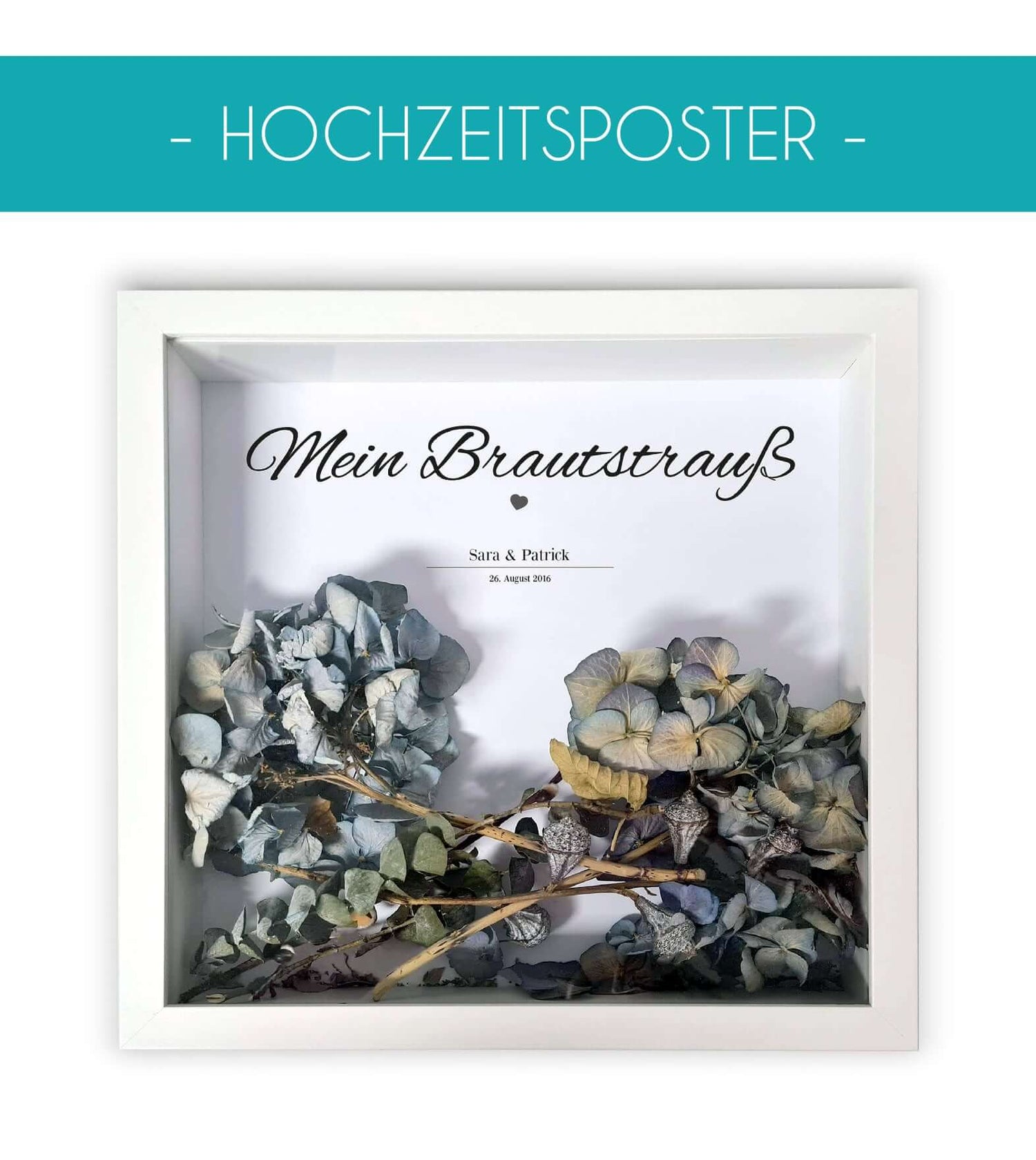 Die Hochzeit. Ein einmaliges Erlebnis. Mit unseren personalisierten Hochzeitspostern könnt ihr ewig in den Erinnerungen schwelgen.