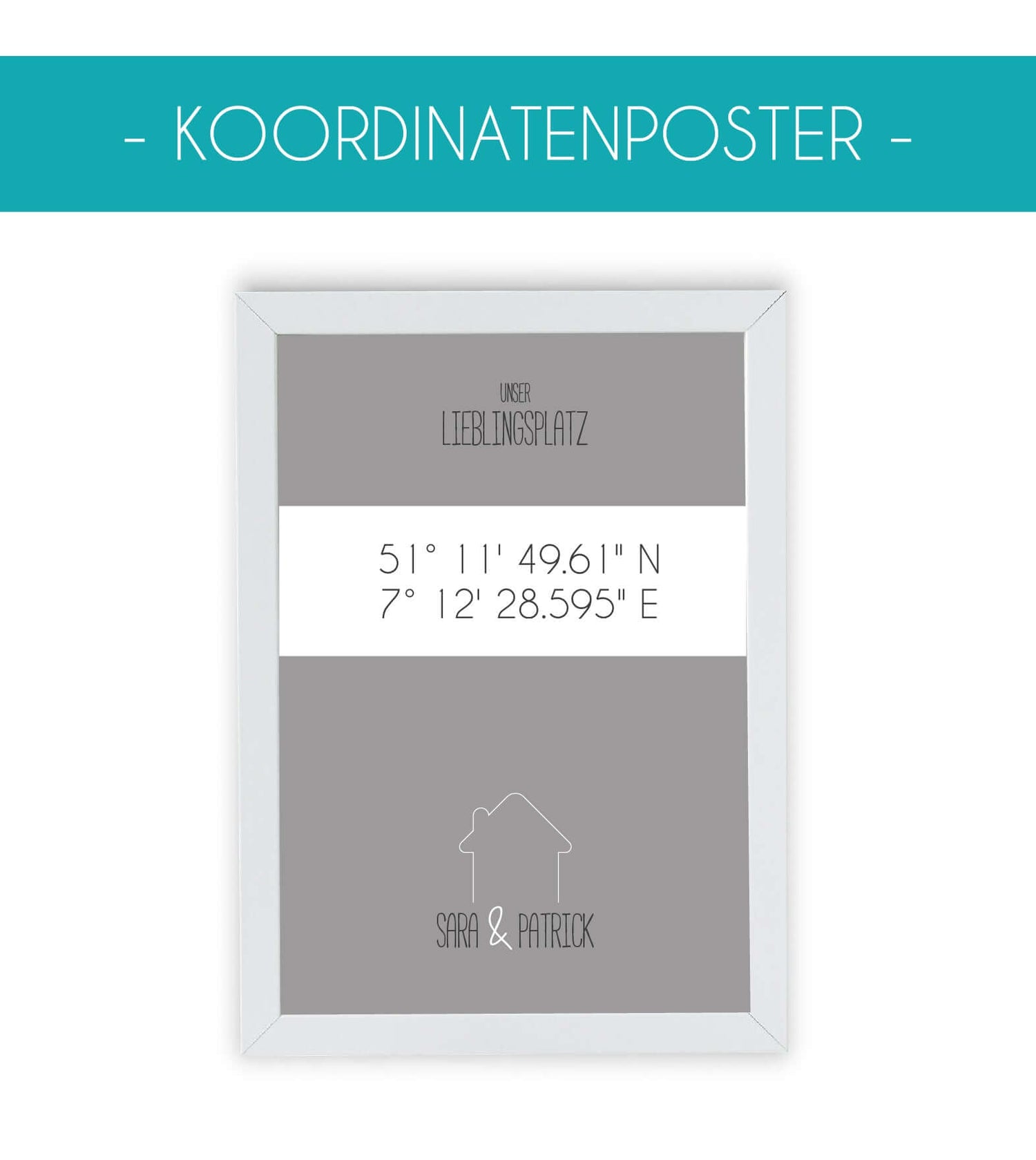GPS-Koordinaten eures Lieblingsplatzes oder eures Zuhause auf einem Bild. Modern, schlicht und extrem hochwertig machen unsere Koordinatenposter einen wahnsinnig guten Eindruck in den eigenen vier Wänden.