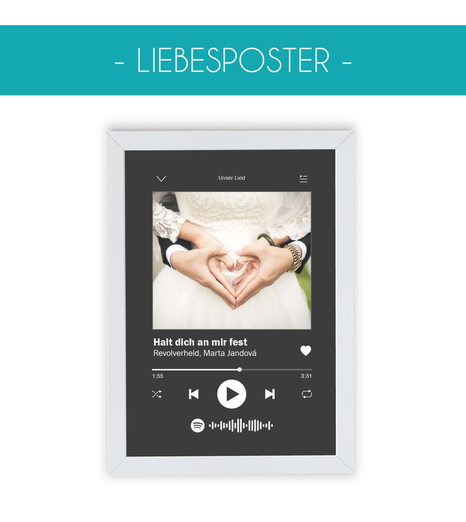 Zeige deine, zeigt eure Liebe verewigt auf einem Poster. Unsere Liebesposter sind immer mit euren Namen und etwas ganz persönlichem von euch hergestellt.