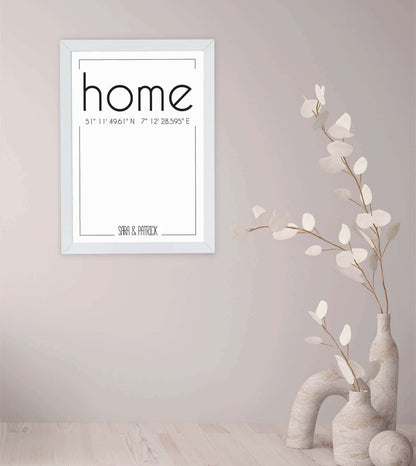 Personalisiertes Koordinaten Bild "HOME", "FAMILIE", "LEBEN" oder "ZUHAUSE"