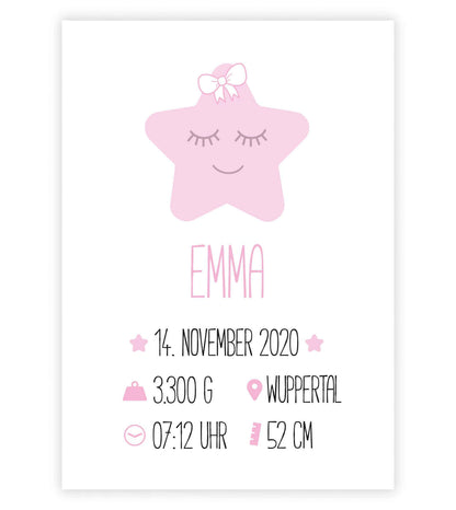 Personalized baby poster "Birth Announcement Star"