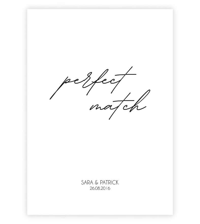 Personalisiertes Bild "perfect match", Bildgröße: 13x18cm, DIN A4, DIN A3, Bilderrahmen: Ohne Bilderrahmen, Bilderrahmen weiß ohne Passepartout, Bilderrahmen schwarz ohne Passepartout, Bilderrahmen weiß mit Passepartout, Bilderrahmen schwarz mit Passepart