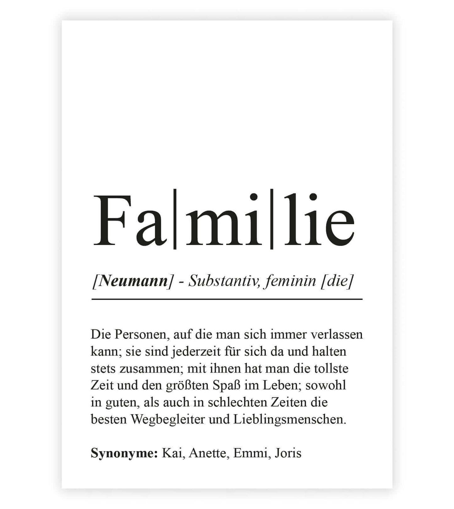 Personalisiertes Bild "Definition" - FAMILIE