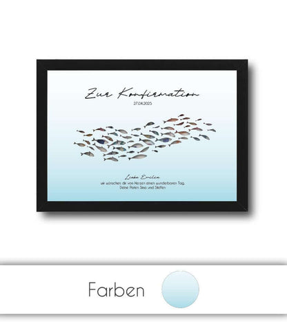 Geldgeschenk "Fische", Bildgröße: 13x18cm, DIN A4, DIN A3, Bilderrahmen: Ohne Bilderrahmen, Bilderrahmen weiß ohne Passepartout, Bilderrahmen schwarz ohne Passepartout, Bilderrahmen weiß mit Passepartout, Bilderrahmen schwarz mit Passepartout, Copyright: 