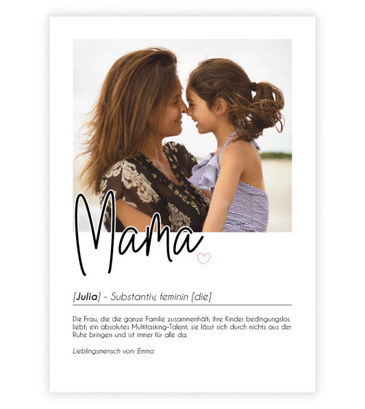Personalized photo poster "MOM" with definition