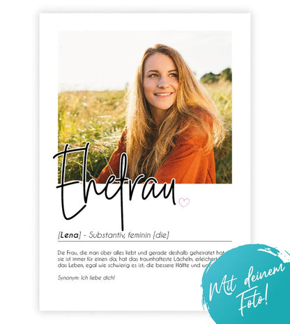 Personalisiertes Foto-Poster "EHEFRAU" mit Definition