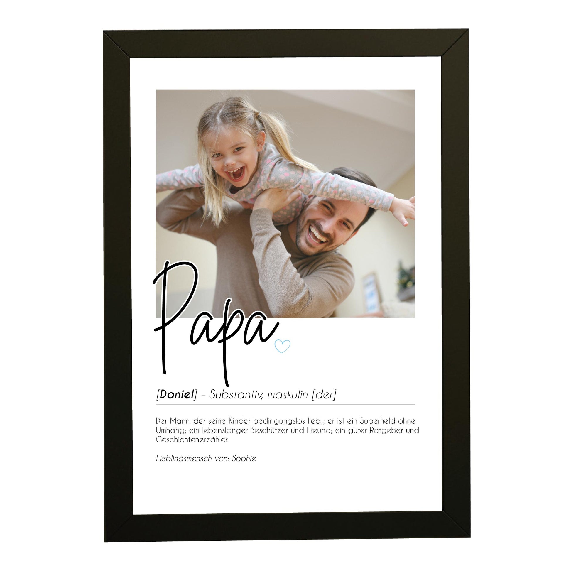 Personalisiertes Fotoposter "PAPA”, Bildgröße: 13x18cm, DIN A4, DIN A3, Bilderrahmen: Bilderrahmen schwarz ohne Passepartout, Copyright: 321geschenke.de
