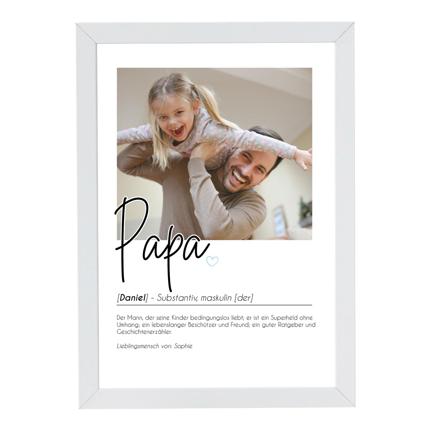 Personalisiertes Fotoposter "PAPA”, Bildgröße: 13x18cm, DIN A4, DIN A3, Bilderrahmen: Bilderrahmen weiß ohne Passepartout, Copyright: 321geschenke.de