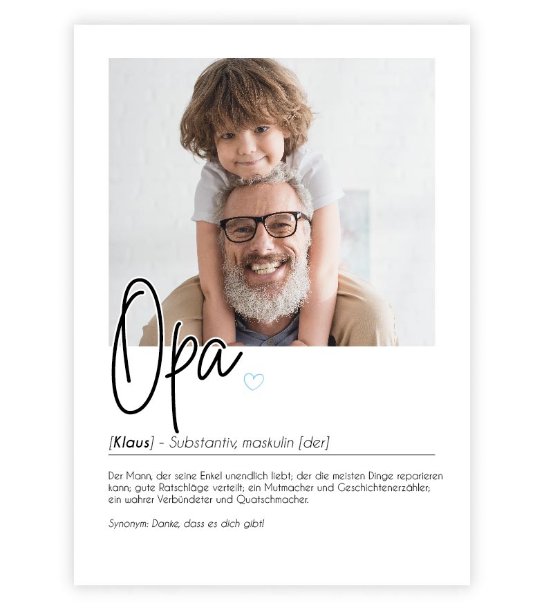 Personalisiertes Fotoposter "OPA”, Bildgröße: 13x18cm, DIN A4, DIN A3, Bilderrahmen: ohne Bilderrahmen, Copyright: 321geschenke.de