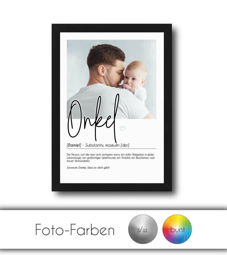 Personalisiertes Foto-Poster "ONKEL" mit Definition, Bildgröße: 13x18cm, DIN A4, DIN A3, Bilderrahmen: Ohne Bilderrahmen, Bilderrahmen weiß, Bilderrahmen schwarz, Bilderrahmen weiß mit Passepartout, Bilderrahmen schwarz mit Passepartout, Copyright: 321ges