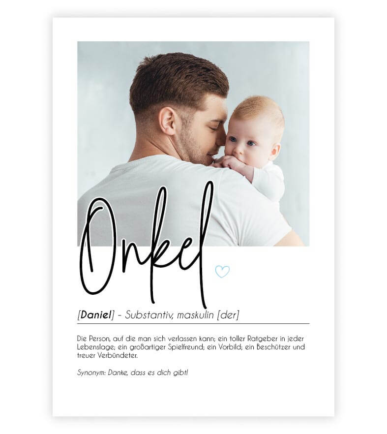 Personalisiertes Foto-Poster "ONKEL" mit Definition, Bildgröße: 13x18cm, DIN A4, DIN A3, Bilderrahmen: Ohne Bilderrahmen, Copyright: 321geschenke.de