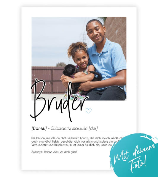 Personalisiertes Foto-Poster "BRUDER" mit Definition