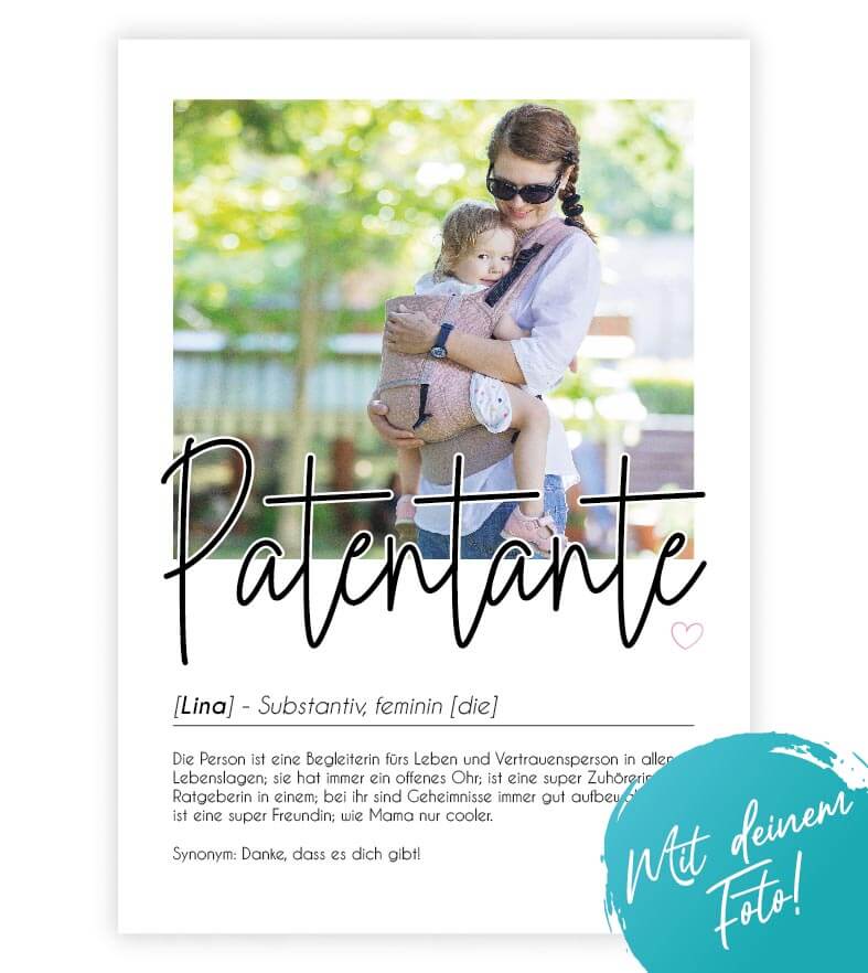 Personalisiertes Foto-Poster "PATENTANTE" mit Definition, Bildgröße: 13x18cm, DIN A4, DIN A3, Bilderrahmen: Ohne Bilderrahmen, Bilderrahmen weiß, Bilderrahmen schwarz, Bilderrahmen weiß mit Passepartout, Bilderrahmen schwarz mit Passepartout, Copyright: 3