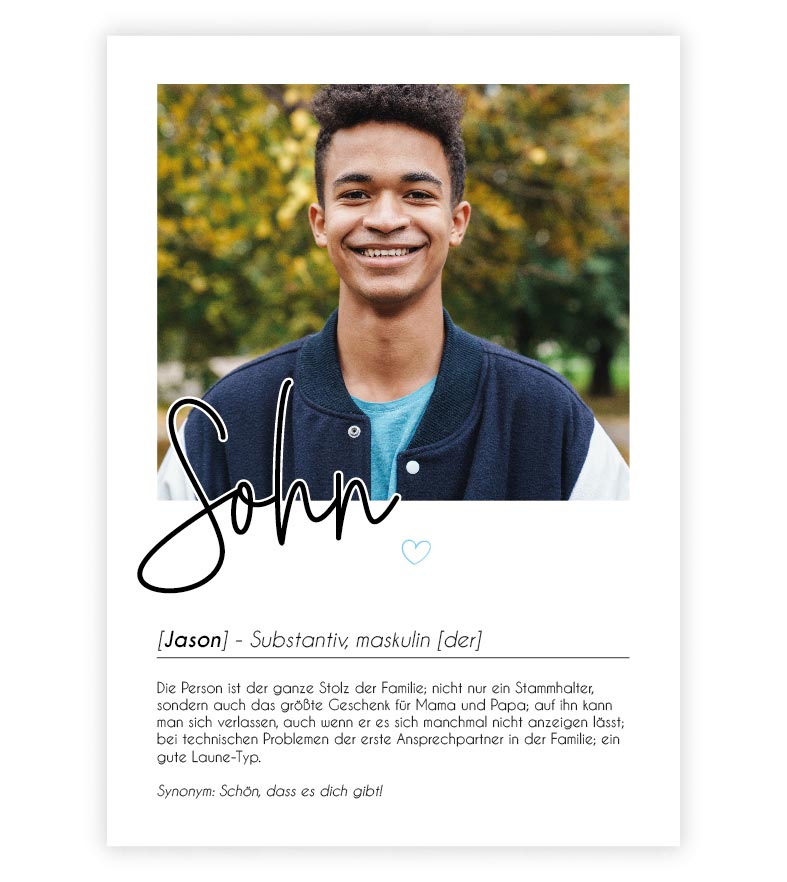 Personalisiertes Foto-Poster "SOHN" mit Definition